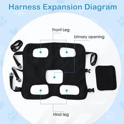 Shinylin Dog Carry Sling Emergency Backpack Pet Legs Support and Rehabilitation Dog Lift Harness Adjustable Lifting Straps Carrier for Senior Dogs Joint Injuries, Arthritis, Hiking, Skiing, Black(XL)