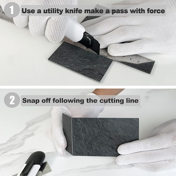 AULIGET 100 Piece Black Slate Peel and Stick Backsplash Wall Tiles, Laundry Room