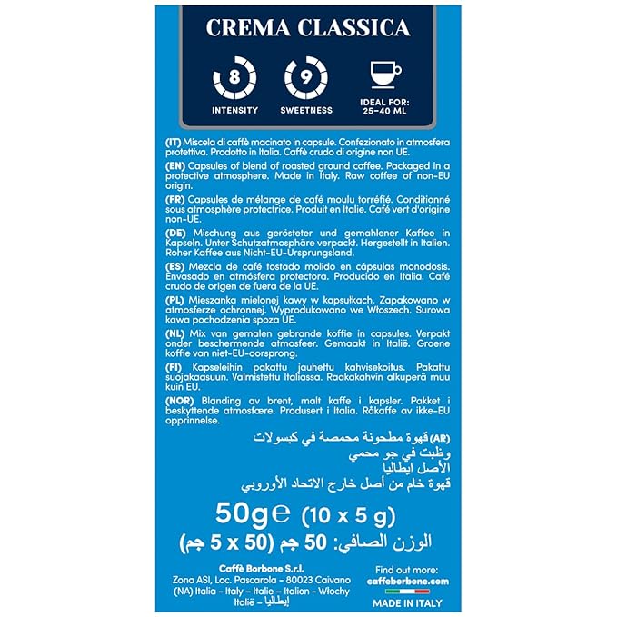 Caffè Borbone Crema Classica Aluminum Capsules Compatible