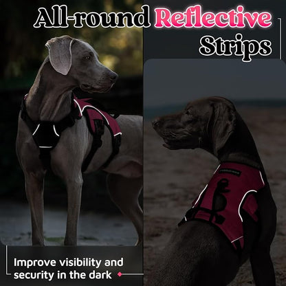 rabbitgoo Escape Proof Dog Harness for X-Large, No Pull with Lift Handle | No Escape, Full Soft Padded, Reflective Adjustable Vest, Leash Clip for Walking Hiking Training, Peach Pink, X-Large