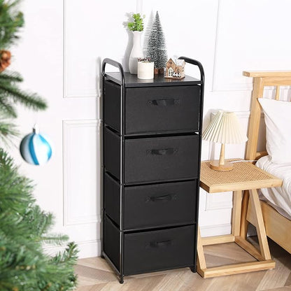 MAX Houser 4 Drawer Fabric Dresser Tall Storage Tower, Dresser Chest