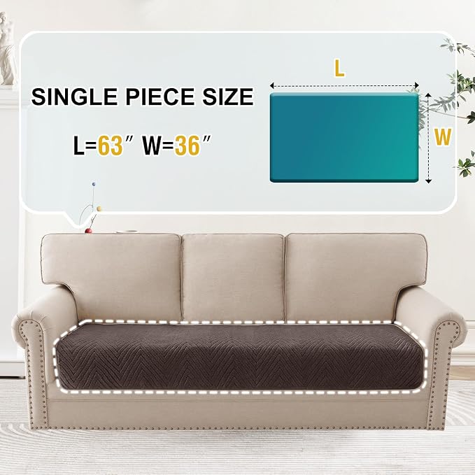 Turquoize Waterproof Couch Cover for Dogs Fuzzy Pet Couch Covers for Sofa Thick Dog Bed Cover Non-Slip Sofa Covers for 3 Cushion Couch Protector Slipcover Pet Friendly (Brown, 36" x 63")