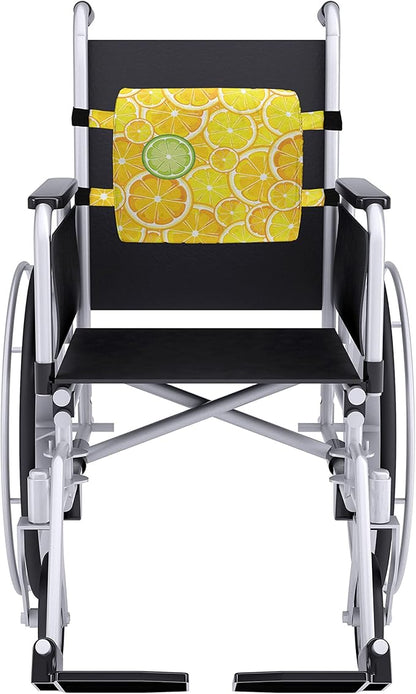 Ambesonne Yellow Lumbar Back Support Pillow, Lemon Orange Lime Fruit Citrus Round Cut Circles Big and Small Pattern, High Density Foam for Office Chairs Car Seats, 14" x 13", Yellow White