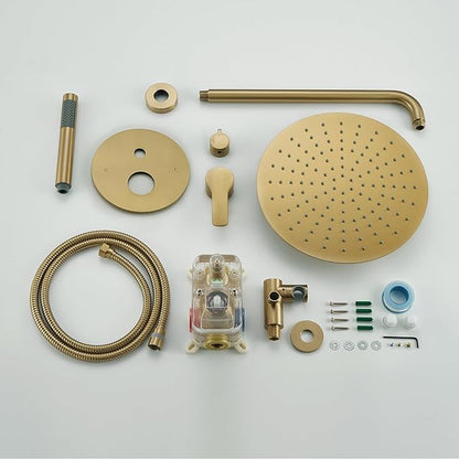 Iriber Brushed Gold Shower System Wall Mounted Shower Faucet Mixer Set