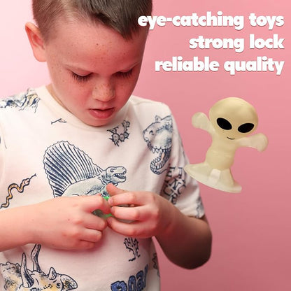 Alien Toys in Capsules - 250 Pcs of 1.1 Inch Plastic Capsules & 1 Inch Glow in the Dark Alien Figurines for Kids - Party Favors - Classroom Prizes - Toys Bulk for Vending Machine Refill