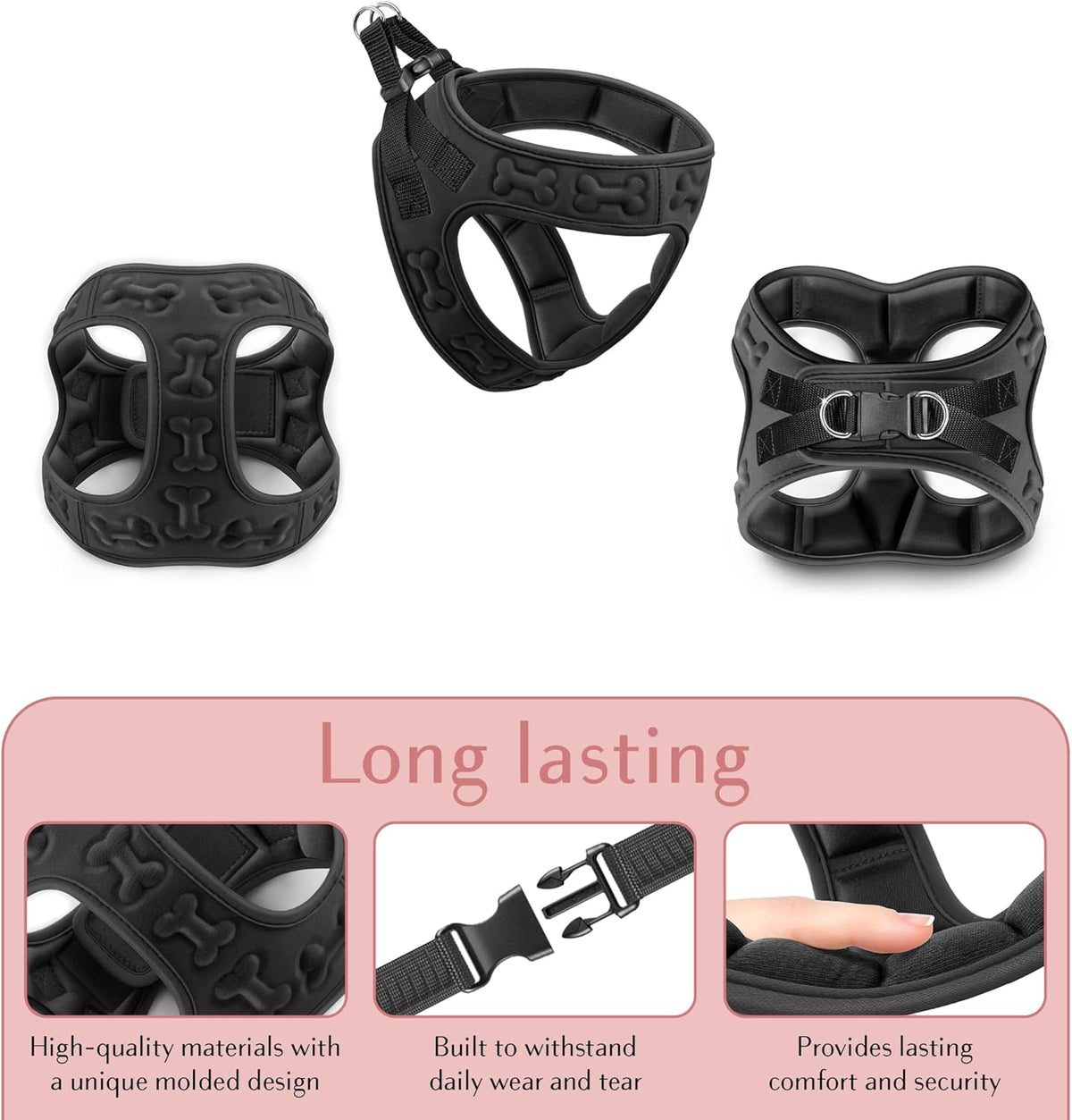Comfort fit Step-in Dog & Puppy Harness - Comfortable All Weather Dog Vest Harness: Adjustable, Soft Padded, Easy to Put-on for Small, Medium-Sized Dogs.