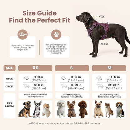 No Pull Dog Harness and Leash Set 3-in-1 Adjustable Anti Pull Dog Harness with Hands-Free Matching Leash,Poop Bag Holder,Easy Walk Dog Harness Extra Small Sized Dog(Pink Sand)