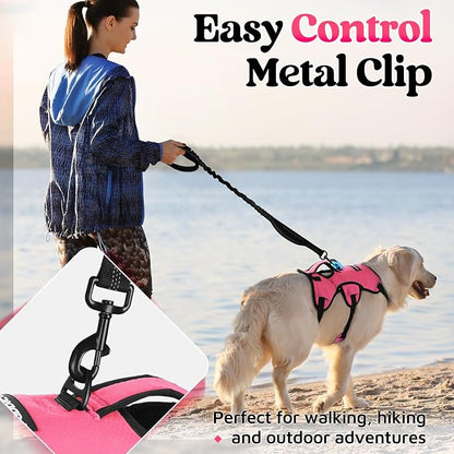 rabbitgoo Escape Proof Dog Harness for X-Large, No Pull with Lift Handle | No Escape, Full Soft Padded, Reflective Adjustable Vest, Leash Clip for Walking Hiking Training, Peach Pink, X-Large