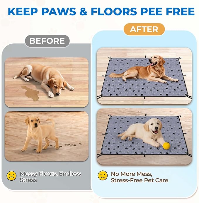 Fostanfly Washable Pee Pads for Dogs, 2 Pack 28''x34'' Large Ultra-Absorbent and Leak-Proof Non-Slip Reusable Potty Training Pads for Dogs, Puppy, Potty Buddy and Cats of Add 8 Lanyards