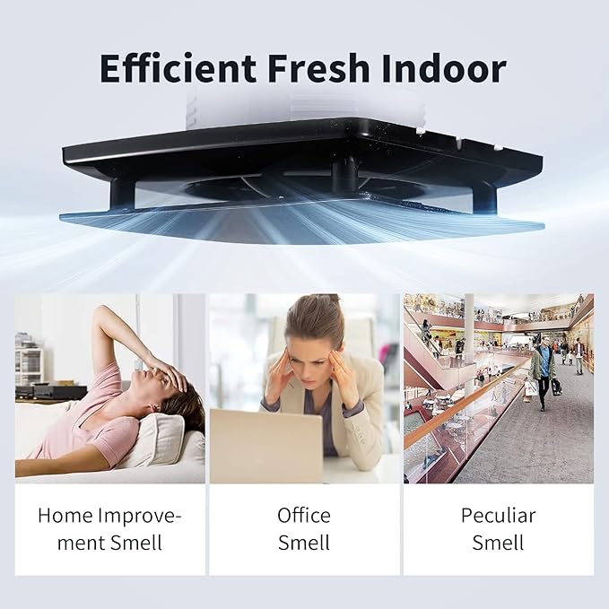 Zeyzer Black Bathroom Fan 110 CFM 1.0 Sone 5.9" Duct Square Ceiling or Wall