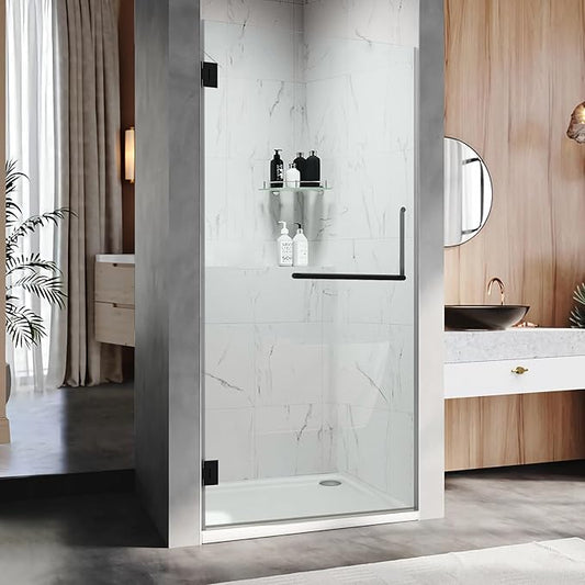 Bathroom Frameless Shower Door 34" W*72" H, 5/16" Clear Tempered Glass Hinged