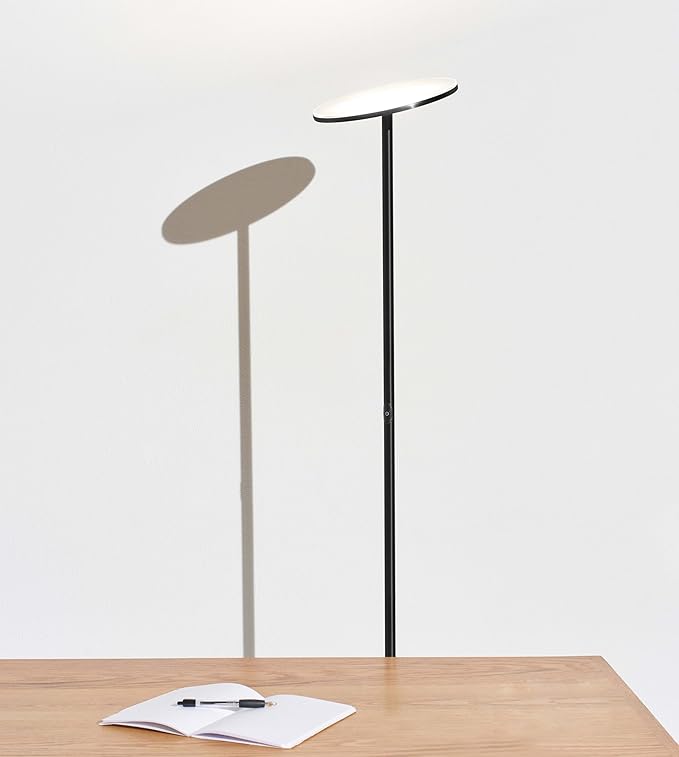Brightech Sky LED Torchiere Super Bright Floor Lamp - Contemporary, High Lumen Light for Living Rooms & Offices - Dimmable, Indoor Pole Uplight for Bedroom Reading - Black