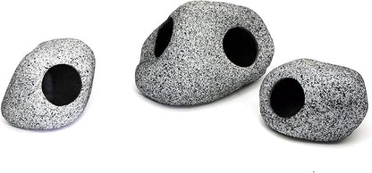 JIH Aquarium Decorations Rock, Ceramic Shelters - Shrimp Habitat, Breeding Tube, Hiding cave, Stackable Fish Tank Decor Cave for Hiding, Betta Fish (J101+J001x2)
