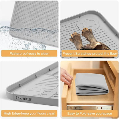 50" x35" Pee Pad Holder for Dog Puppy Pad Holder Gray | Large Silicone Pee Tray for Dog Training Floor Protection Raised Edge Dog Potty Tray, No Pee Pads(