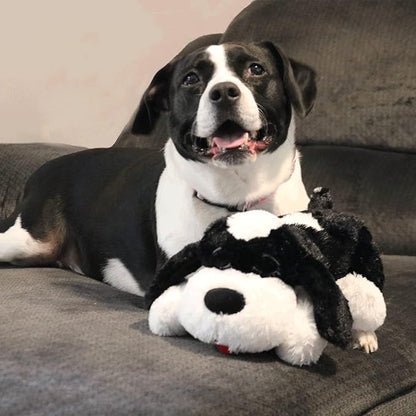 Special Edition Snuggle Puppy Toys - Heartbeat Puppy for Dogs - Pet Anxiety Relief and Calming Aid - Comfort Dog Toys for Behavioral Training in Black & White