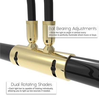 Cocoweb 22" Battery Powered Grand Piano Lamp in Antique Brass - LED, Adjustable, Quality Lighting