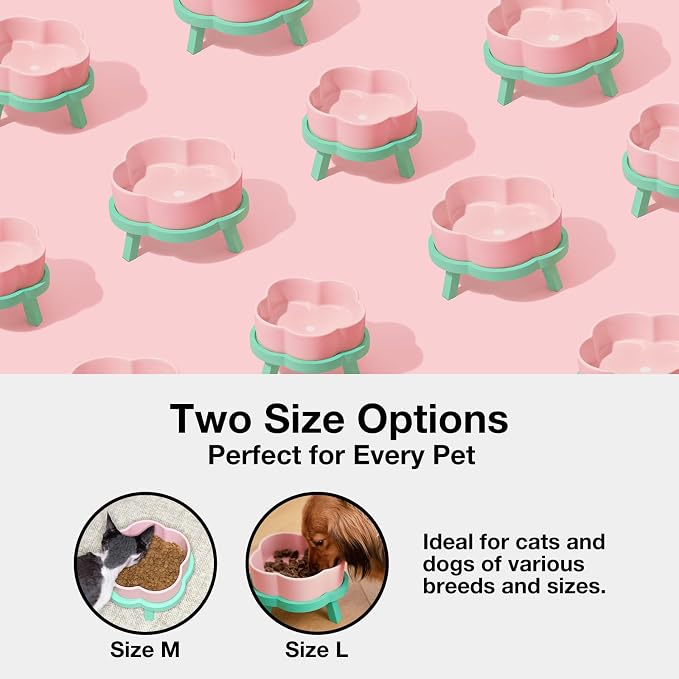 VETRESKA Elevated Dog Bowls Large Breed, 40 oz Ceramic Raised Dog Bowl | Flower-Shaped Food Water Bowl with Bamboo Stand, Feeding Dish Bowls for Medium/Large Dogs and Cats