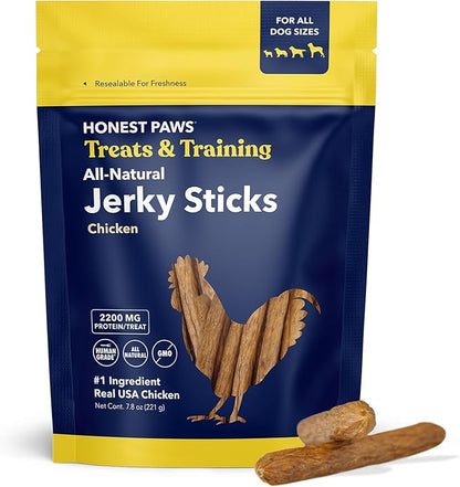 Honest Paws Dog Jerky Treats - All-Natural Jerky Dog Treats for Training Pets - Human Grade Sticks - Real USA Chicken