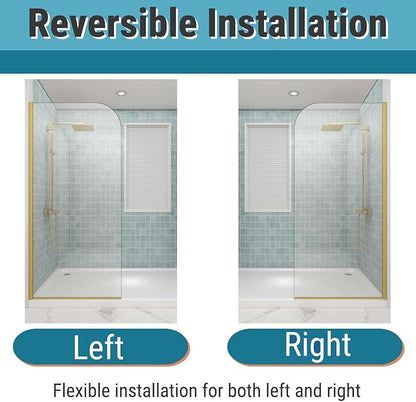 Sunrosa 36"×76" Shower Glass Panel, 8mm Thick Shower Screen, Brushed Gold