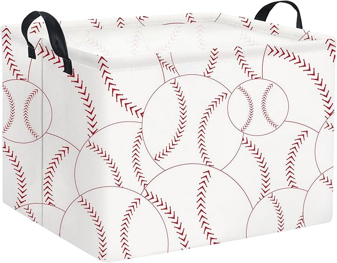 HIYAGON Rectangular Baseball Basket Kids Baby Nursery Storage Basket for Boys Baseball Room Decor Cute Toy Storage Organizer Bins Bedroom(Baseballs)