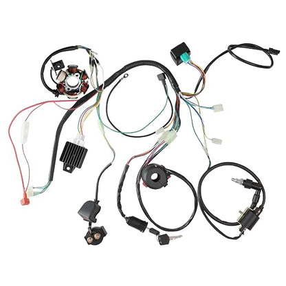 PRO BAT Full Electrics Wiring Harness Kit | for 50cc 70cc 90cc 110cc 125cc Chinese ATV Quad Bike 4 Wheeler Baja Coolster SunL Taotao JCL with CDI Coil Magneto Stator