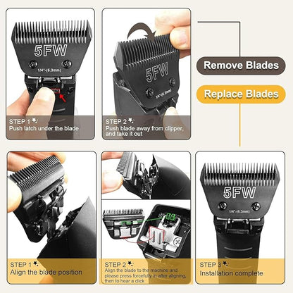 30W Wide Blades for Dog Grooming Blades Compatible with Andis Dog Clippers Blades,Dog Clipper Blades Compatible with Oster A5,Wahl km10 Dog Clippers,Stainless-Steel Blade Sharp