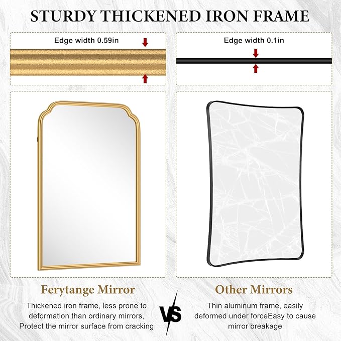 30X40 Inch Gold Bathroom Mirror