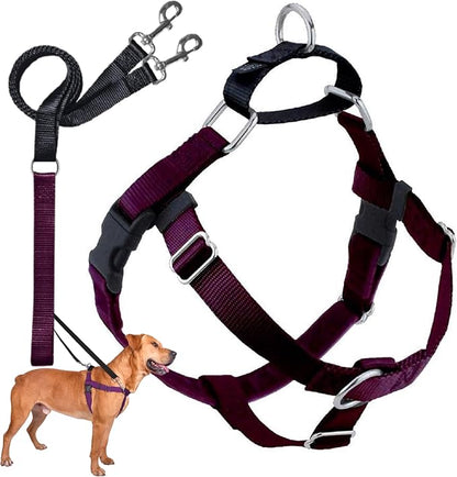 2 Hounds Design Freedom No Pull Dog Harness, Adjustable Harness and Leash Set, Easy Walking & Comfortable Control, Fits Small, Medium & Large Dogs, Solid Colors, Made in USA, 1" XL, Burgundy