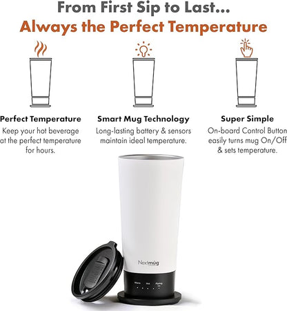 Nextmug Go - Temperature-Controlled, Self-Heating Travel Mug