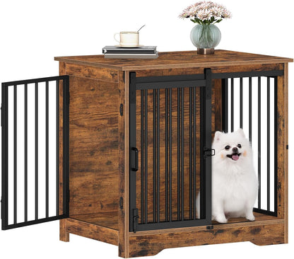27.2" Dog Crate Furniture with Barn Door. Everyday comfort that fits naturally into your space.