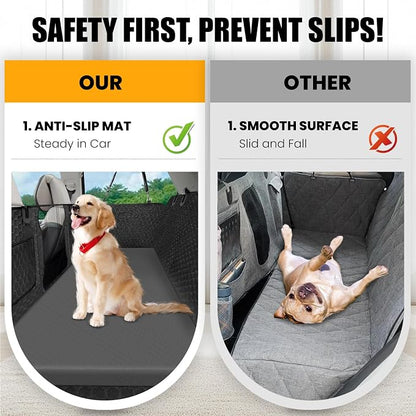 Dog Car Bed for Back Seat Cover with Supportive Foam, Large | Pet Mat Cushion for Car Backseat Extender with Removable Cover, Large Size for SUV & Truck, Easy Clean