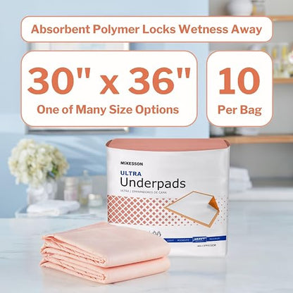 McKesson Underpads Bed Pads, Heavy Absorbency, 30 x 36 in, 100 ct | Chux Pads for Adults and Elderly, Baby Changing, Pee Pad for Pets