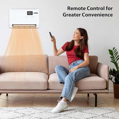 Wall-Mounted Space Heater with ECO Thermostat and Remote Control, LED Display