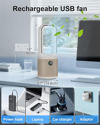 MEIIS Desk Fan, Small Quiet Bladeless Fan