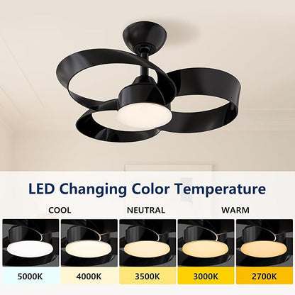 FANX 22 Inch Ceiling Fan with Light and Remote, Quiet DC Motor, Dimmable LED
