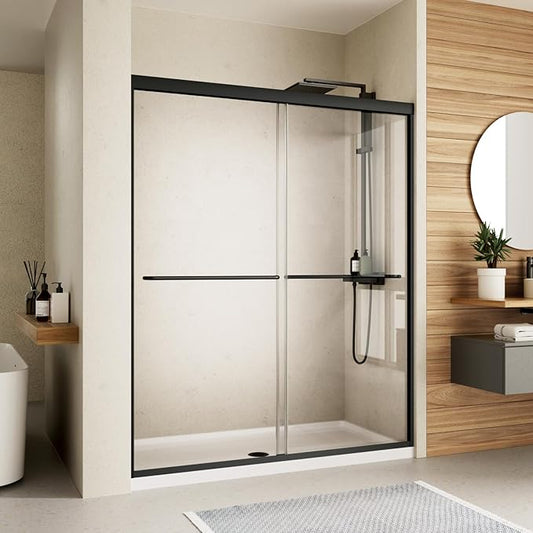 Shower Door, 50-54" W x 70" H Semi-Frameless Double Sliding Glass Shower Doors