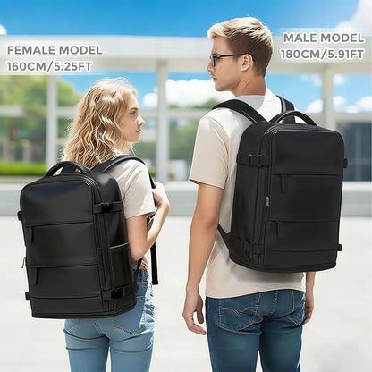 coowoz Vacuum Backpack Travel with Pump,Travel Backpack with Vacuum System For Women Men,Carry On Backpack,Hiking Backpack Waterproof Outdoor Sports Rucksack Casual Daypack,TPU Coated Black