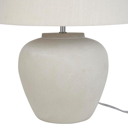 Nourison Home 20" Sand (Light Beige) Ceramic Pot Table Lamp for Bedroom, Living Room, Console, Entryway