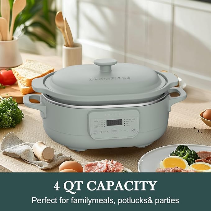 MAGNIFIQUE 4 Quart Programmable Casserole Slow Cooker, 8-in-1 Multi Cooker