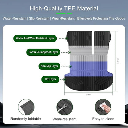 xipoqix Cargo Mat Backrest Mat Compatible with 2019 2020 Santa Fe TPE Cargo Liner Back Seat Protector Replacement for 2019 2020 Santa Fe Accessories (Trunk Mat with Backrest Mats)