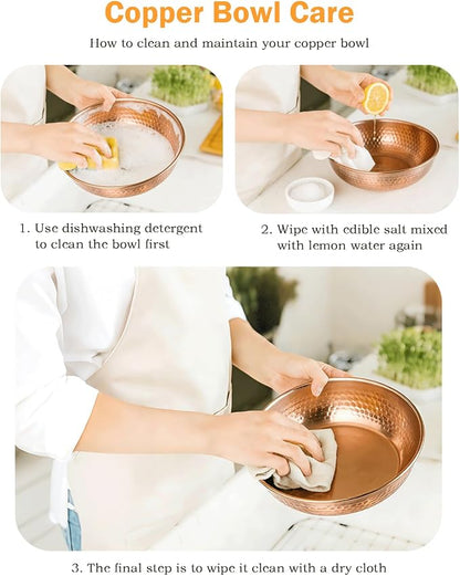 99.99% Pure Copper pet Bowl, 7.4-inch Copper Dog Bowl, a Large Copper Bowl Suitable for Family Pets. (1)