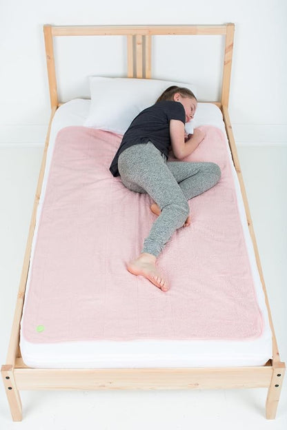 PeapodMats Bedwetting Waterproof Bed Mat, Reusable 3x5 Peach/Pink | Washable reusable bed mat for bedwetting, incontinence, kids, adults, pets, and mattress protection.
