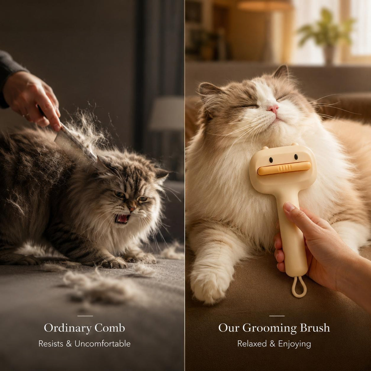 Cute Cartoon Bear Self-Cleaning Pet Brush  Universal Deshedding Comb For Cats And Dogs  Removes Loose Fur & Detangles  Comfortable Non-Slip Handle Pet Grooming Tool