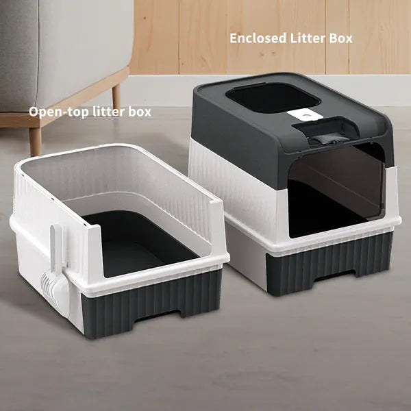 Fully Enclosed Magic Cube Litter Box, Top&Front Entry, Pull-Out Drawer, Anti-Splash Odor Control, Large For Big Cats
