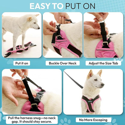 Gooby Escape Free Easy Fit X Step-in Dog Harness, Flamingo Pink, Large | Patented escape-free, tightens on back-out; Choke-free X-frame + V-neck; Quick-release buckle; Reflective trim