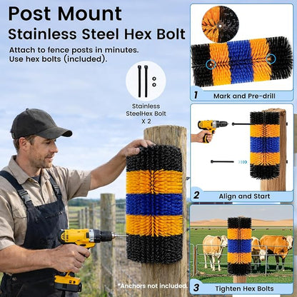 17" x 7.9" Livestock Scratching Brush for Horse, Wall-Mount Grooming and Massage Scratch Brushes for Cow Donkey Goats Horse Sheep, with 8 Screws for Back Itch Relief & Keep Cleaning (1Pcs)