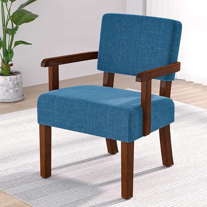 Accent Chair with Wood Frame, Arm Chairs Oversized with Soft Seat and Armrests