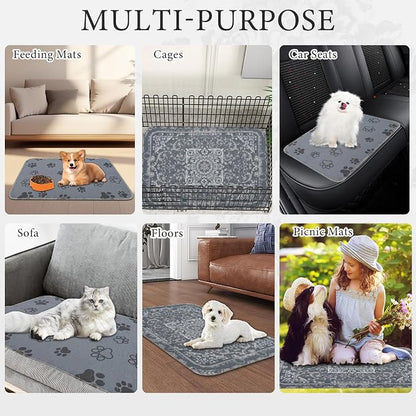 Homimp Washable Pee Pads for Dogs,4 Pack Reusable Puppy Pads,Absorbent and Leakproof Dog Pee Pads,Non Slip Puppy Training Pads,Pet Mat for Floor,Crate,Couch,Whelping,Grey 18"x24"