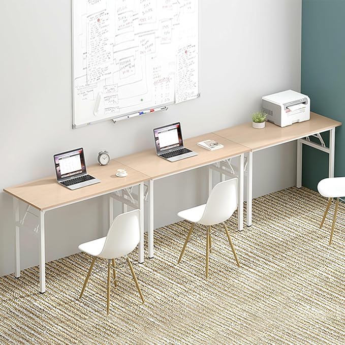 Need Office Computer Desk - 47.2L Sturdy and Heavy Duty Folding Laptop Table,Writing Table/Home Office Desk/Sewing Table,No Assembly Required,Pink Oak&White AC5AW (120 * 60)