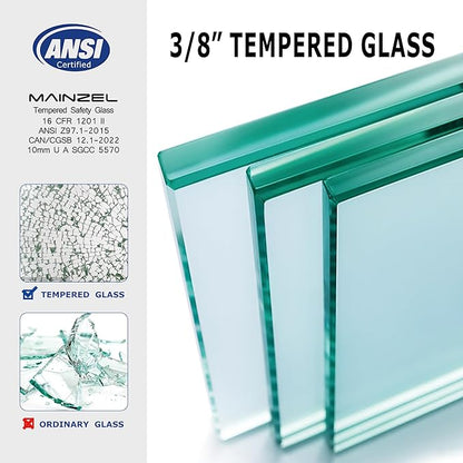 Mainzel 36" W x 76" H Fixed Shower Glass Panel, Frameless 3/8" ANSl Tempered